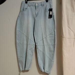 Madden NYC Women's Light Wash Barrel Jeans